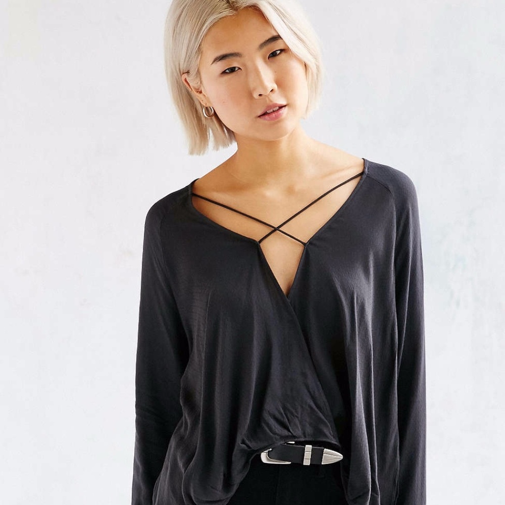Silence + Noise Mayfair Plunge Surplice Top